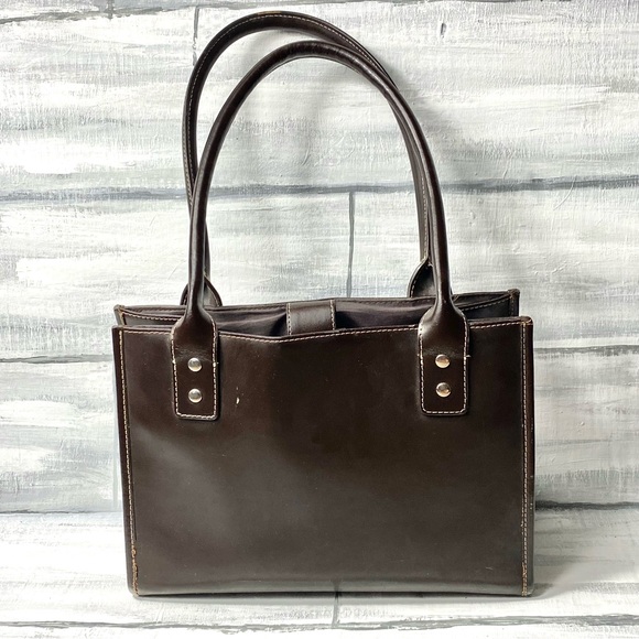 Wilson’s Leather Vintage Y2K Brown Leather Satchel “Maxima” Tote Handbag Purse - Picture 14 of 16